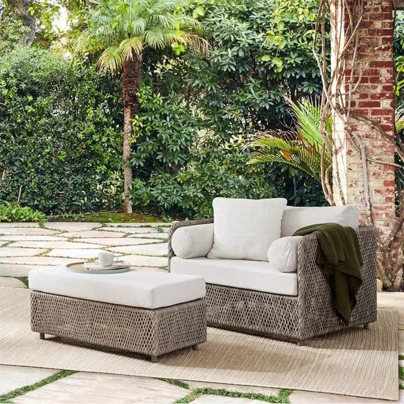 Outdoor rattan sofa, terrace, courtyard garden, outdoor balcony, rattan chair combination villa furniture