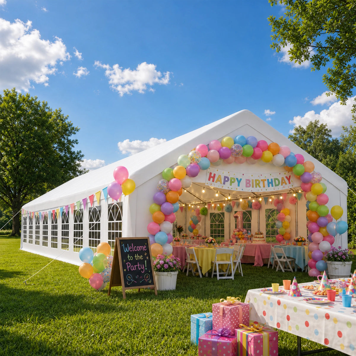 20x60FT Large Outdoor Event Tent Heavy Duty White Party Canopy Double Doors 18 PVC Windows Waterproof Steel Frame For Banquet Wedding Market