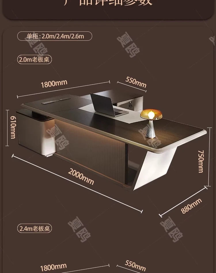 High Quality Light LuxuryOffice Desk Boss L Shaped Work Manager Computer Desks Executive Shelf Escritorio Oficina Furniture