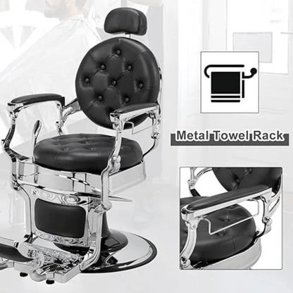 Heavy Duty Barber Chair 700lbs Capacity Vintage Recline Style Hydraulic Operation 360° Rotatable Barber Chair with Headrest