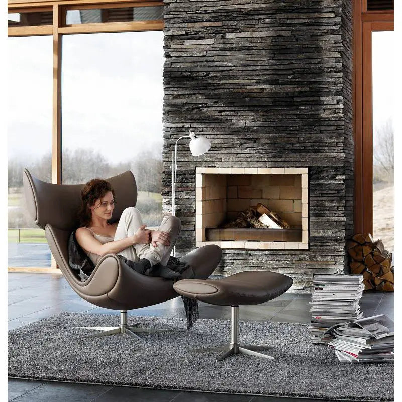 ￥#Nordic Finished Designer Living Room Lounge Imola Recliner Single Sofa Chair and Ottoman