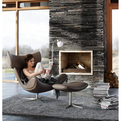 ￥#Nordic Finished Designer Living Room Lounge Imola Recliner Single Sofa Chair and Ottoman