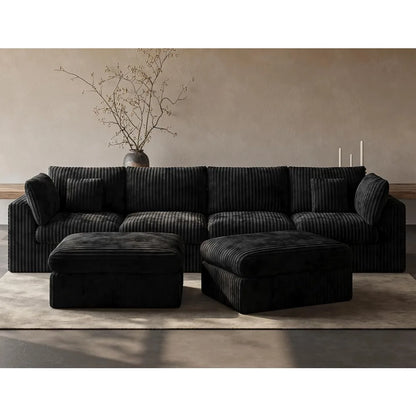 148” Cloud Sectional Couches for Living Room, Modular U Shaped Sofa with Ottoman, Deep Seat Chenille Sectional for, Customized