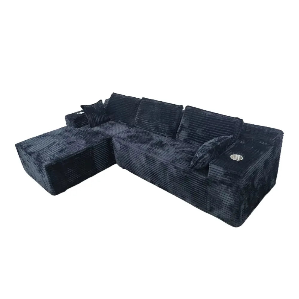 Vacuum Compression Living Room Boneless High Density Combination Foam Sofa Sofa Bed with Cup Holder