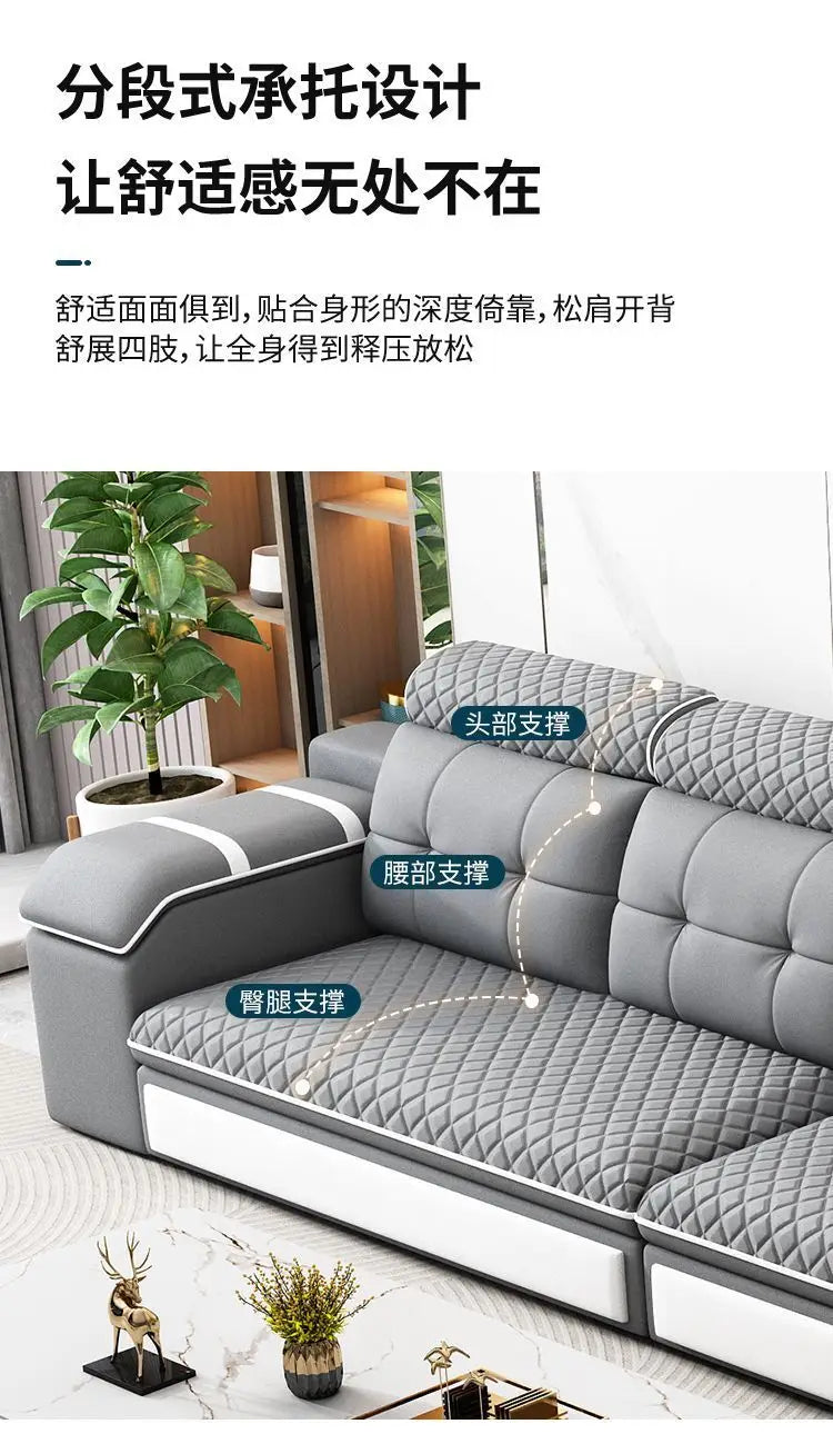 custom. [1856 People Collected] Simple Modern Large and Small Apartment Removable Fabric Sofa Set U-shaped Sofa Living Room Wash