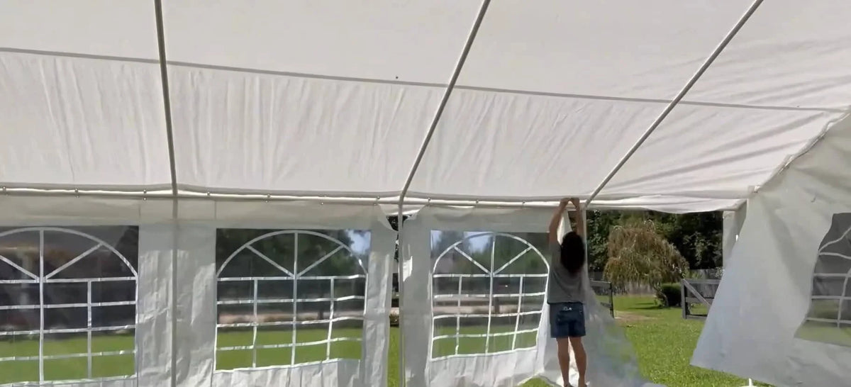 20x20FT Heavy Duty Outdoor Party Tent, 6 Sidewalls & Built-in Sandbags,Waterproof Windproof Canopy Wedding, Camping & Patio