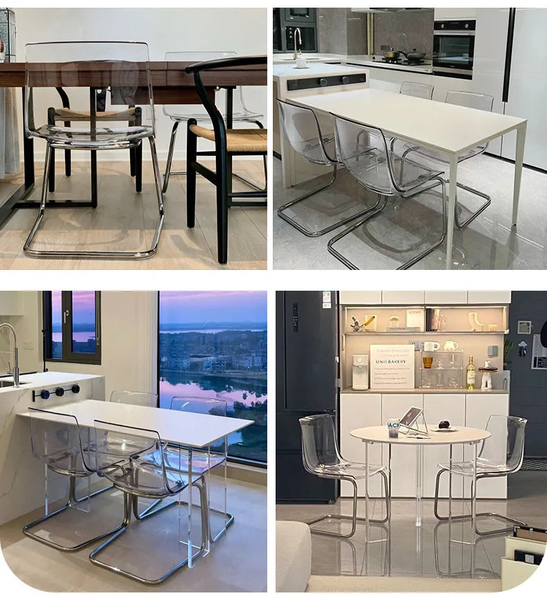 Transparent Acrylic Toyas Chair, Home Backrest Dining Chair, Nordic Minimalist Designer Desk, Coffee Shop Dining Table Chairs
