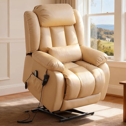 Power Lift Recliner Chair with 8-Point Massage & Heat, Dual Remote, USB/Type-C Ports, Easy-Clean Leather, Width, Customized