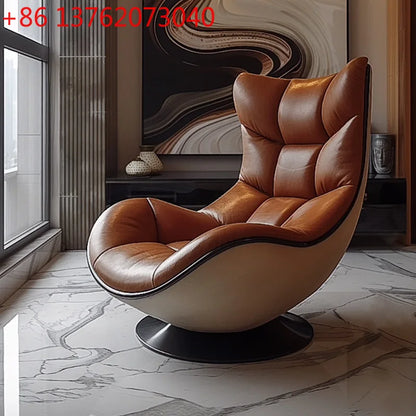 Living room balcony designer antique leisure chair leather lazy sofa