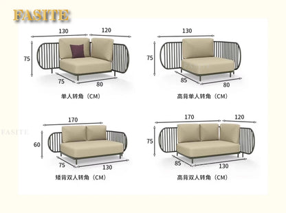 Outdoor sofa combination outdoor courtyard open-air villa living room hotel famous club rattan sofa