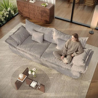 86.6" Cloud Couch or Living Room, ern 3 Seater Sailboat Soa with Deep Seat, Comy Chenille Upholstered BonelCouch with Curved Arm