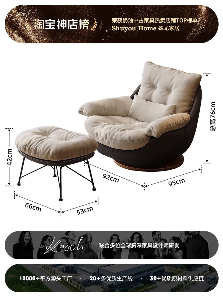 Swivel Cross Legged Chair Accent Armchair For Living Room Lounge Comfy Floor Chair Nordic Chaise Wabi Sabi Lazy Sofa