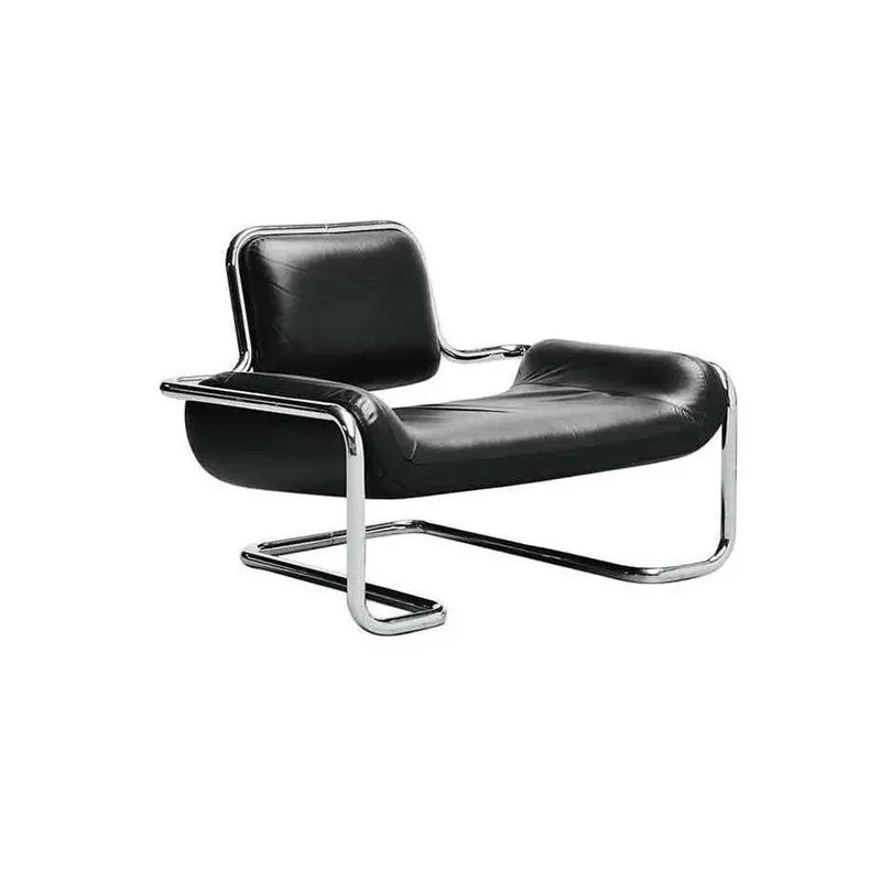 Nordic hardware leather bending chair simple living room balcony back chair
