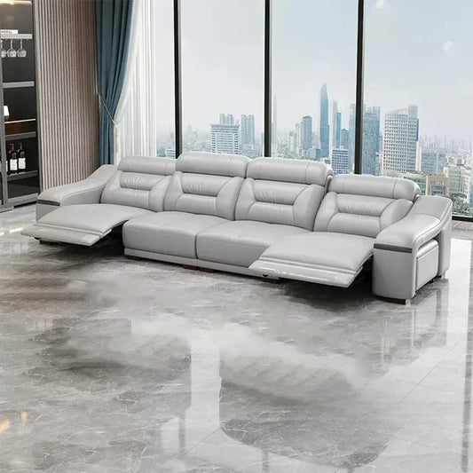 MINGDIBAO Genuine Leather Living Room Sofa Set Power Reclining Couch Electric Recliners with Stool Seating Room, Sofa Reclinable