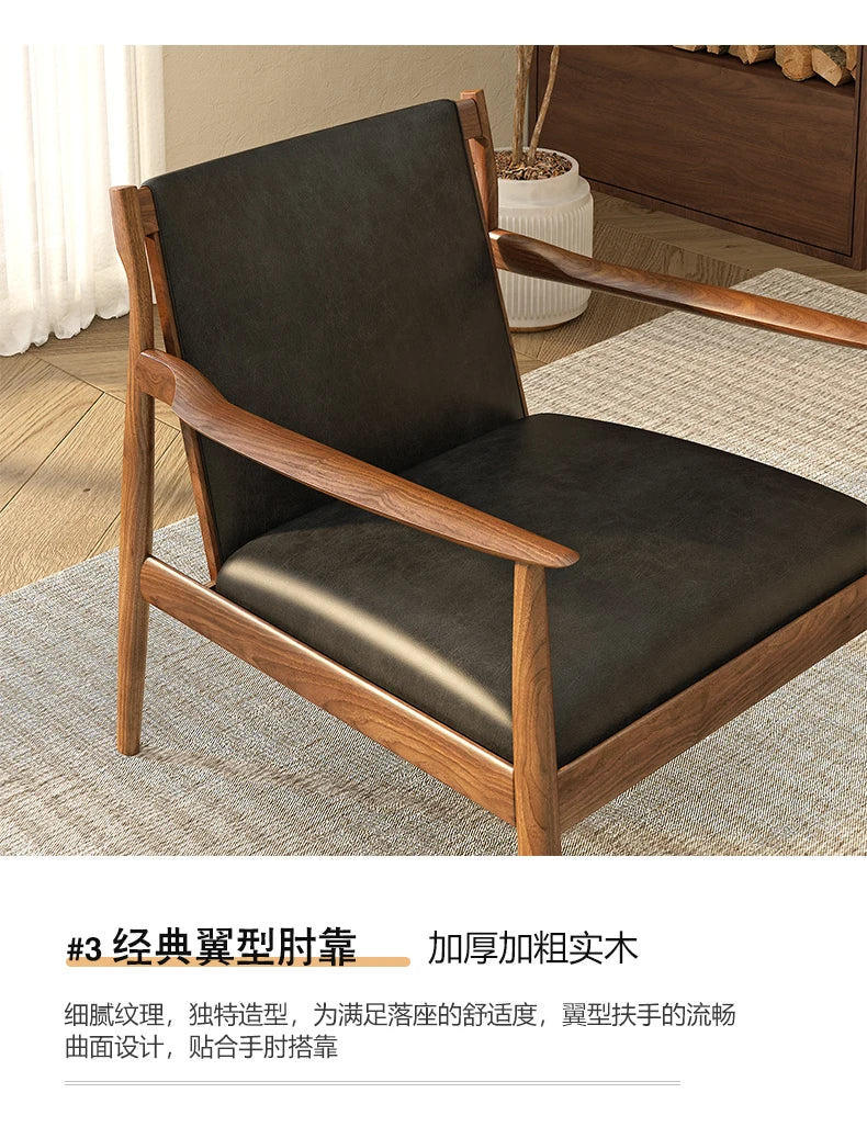 Solid wood medieval single sofa chair designer retro sofa hotel bed and breakfast living room balcony casual armrest chair