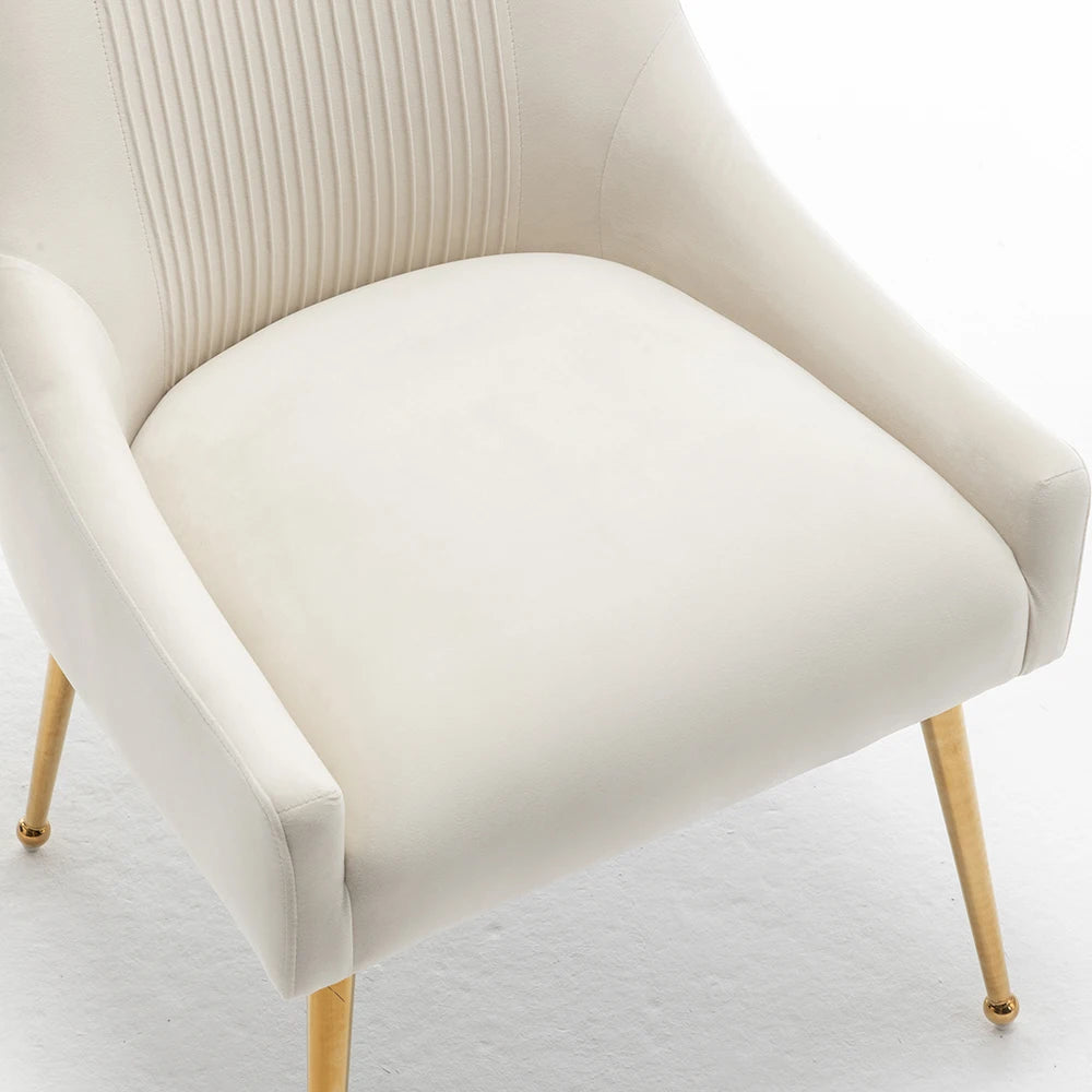 SEYNAR Modern Velvet Dining Chairs Set of 4, Upholstered Barrel Pleated Side Accent Chair for Bedroom,Living Room