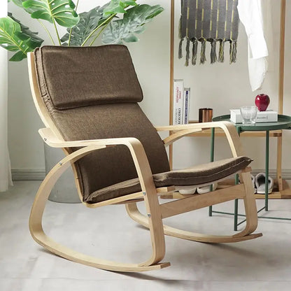Simple and modern Nordic Boang rocking chair easy chair solid wood recliner lazy pregnant woman chair balcony lounge