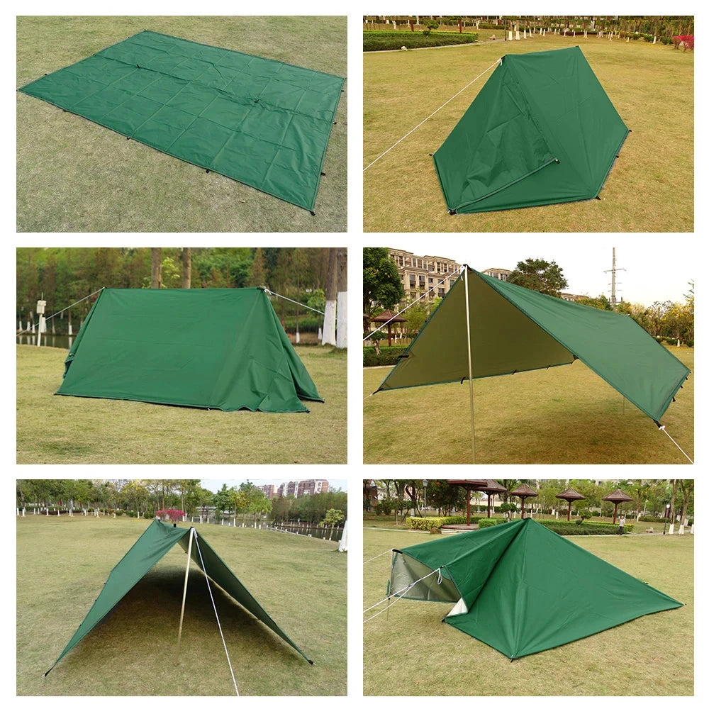 19 Hang Point Tarp Waterpoof Survival Bushcraft Sun Shelter Beach Shade Tent Outdoor Canopy Backpacking Tourist Awning 4x4 3x3m