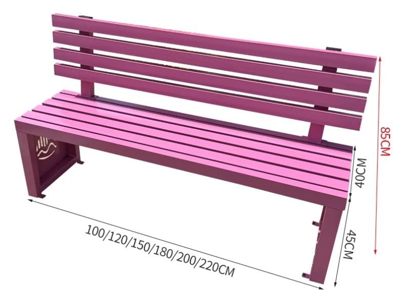 Banc extérieur de luxe pour hôtels modernes, jardins, patios, parcs, siège métallique imperméable et résistant au soleil pour les écoles et les hôpitaux