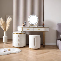 Light Mirror Vanity Table White Minimalist Drawers Storage Dressing Table Desk Makeup Mesa De Maquillaje Bedroom Furniture