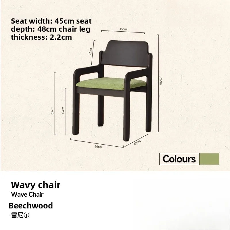 French retro solid wood dining chair home simple designer chair bedroom fabric medieval backrest single chair
