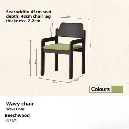French retro solid wood dining chair home simple designer chair bedroom fabric medieval backrest single chair