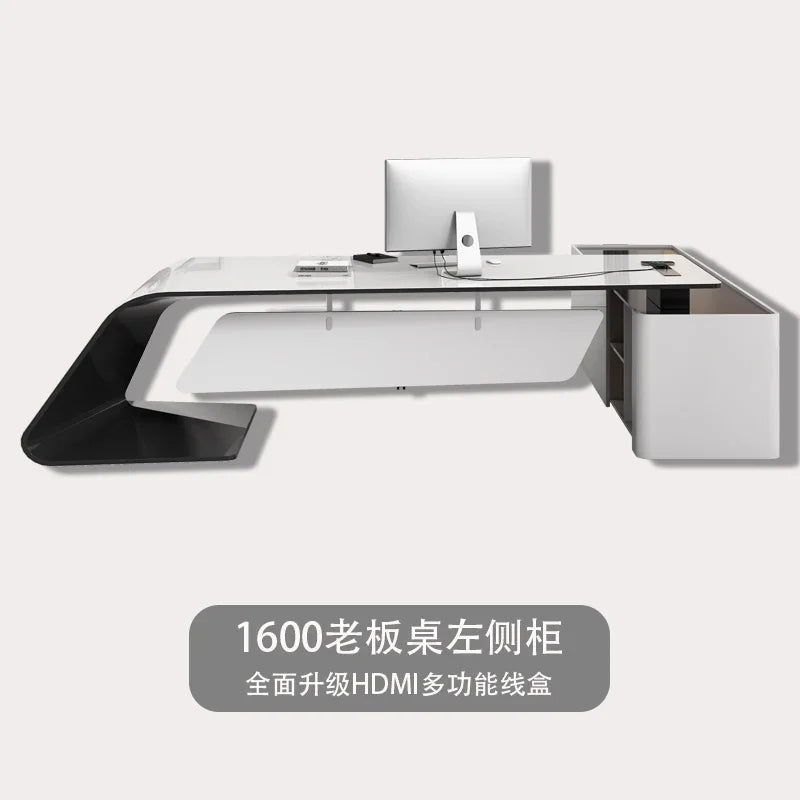 Aesthetic Executive Luxury Desk, Manager L Shaped Modern, Designer Computer Table Organizer Workstation Escritorio Design