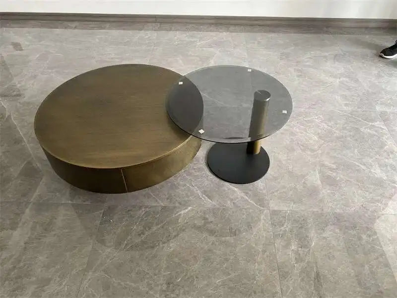 Designer Stainless Steel Coffee Tables European Luxury Round Tea Table Living Room Furniture Italian Tempered Glass Side Table