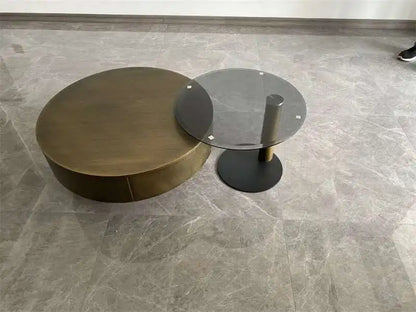 Designer Stainless Steel Coffee Tables European Luxury Round Tea Table Living Room Furniture Italian Tempered Glass Side Table