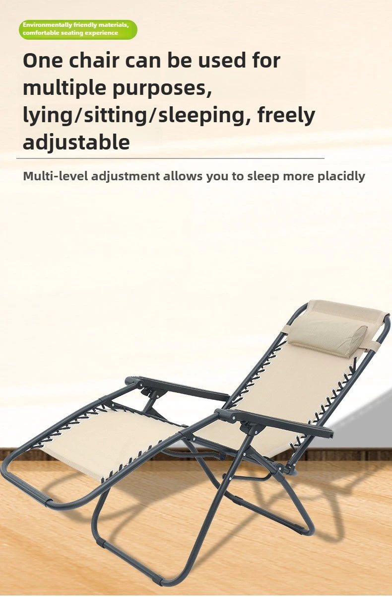 Portable Zero Gravity Lounge Chair – Folding Recliner with Lock, Cup Holder & Pillow for Patio Garden Balcony Camping Beach