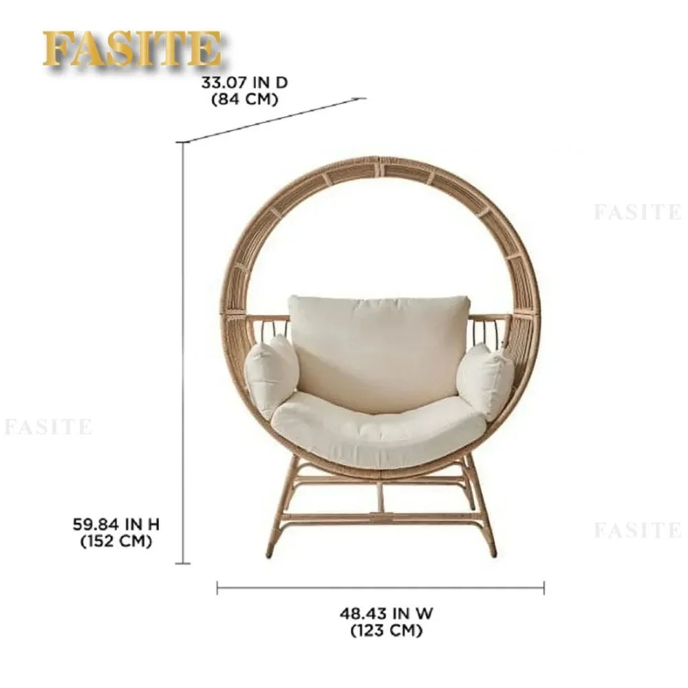 2024 New  Bellamy Round Wicker Outdoor Egg Chair, Beige
