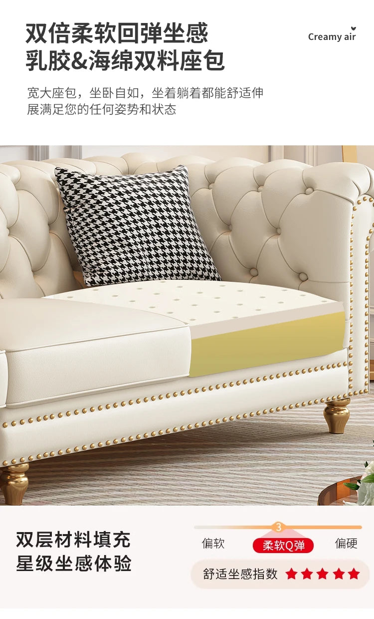 Designer Genuine Leather Sofas Fancy Living Room Lounge Floor Sofa Loveseat Modern Canape Salon De Luxe Apartment Furniture