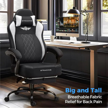 Ergonomic High-Back Desk Chair with Lumbar Support, Pocket Spring Cushion, and Footrest for Big & Tall Gamers