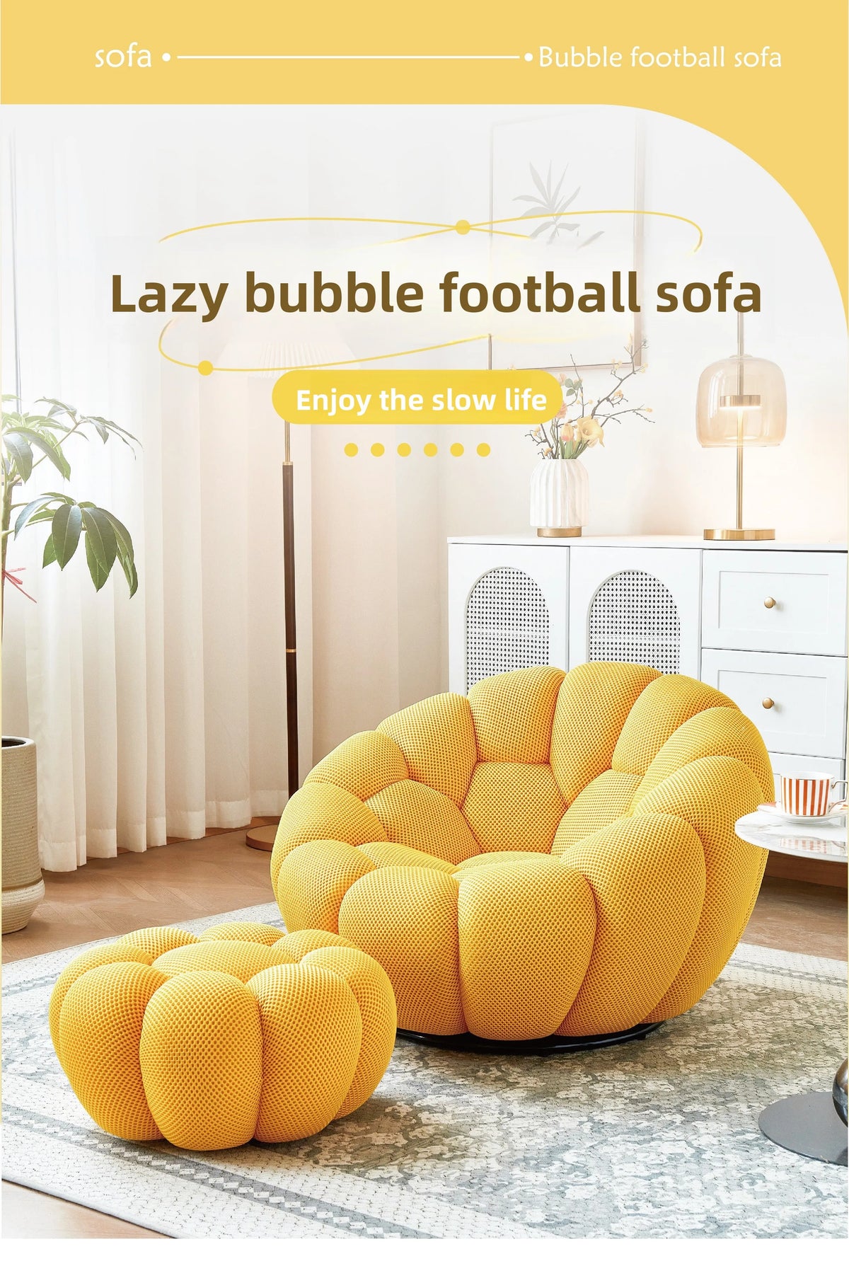 Modern Pumpkin Chair Luxury Bubble Sofa Single Lounge Seat Lazy Recliner for Bedroom Balcony Living Room Aesthetic Accent