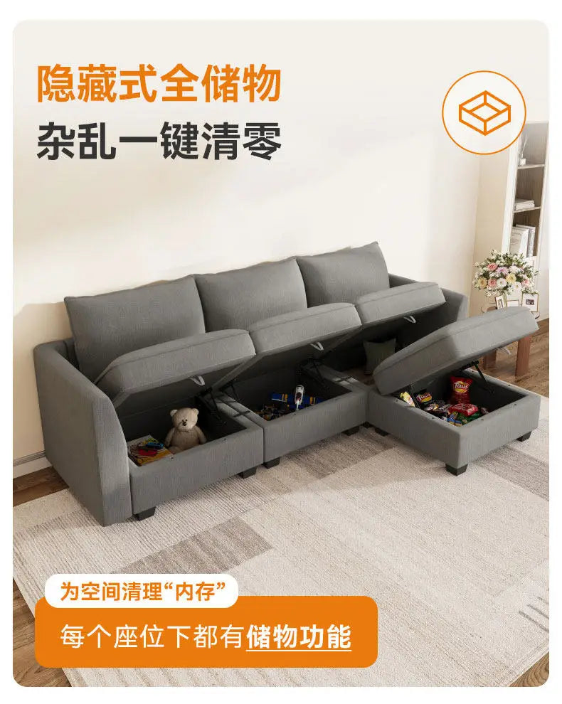 PYJ Fabric Storage Sofa Living Room Combination Module Card Seat Home Corner Princess Dual-purpose Sofa