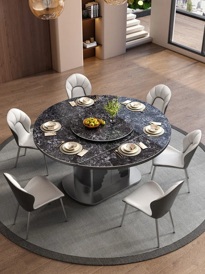 Dining table telescopic slate small apartment home Italian simple stainless steel storage dining table and chairs