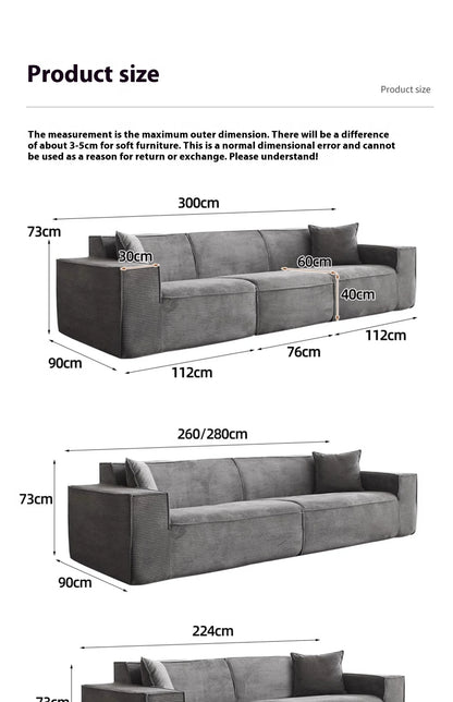 Italian minimalist vacuum sponge compression sofa modern simple corduroy small apartment living room tofu block sofa furniture