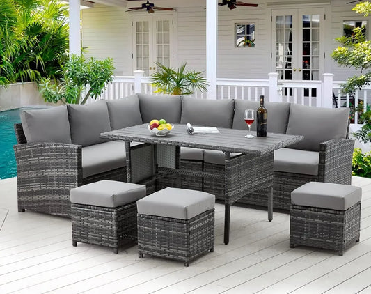 Patio Furniture Set 7 Pieces Outdoor Patio Furniture with Dining Table