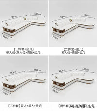 Luxury L-Shaped Genuine Leather Sectional Sofa Sets with USB, Bluetooth Speaker - MANBAS Living Room Italian Leather Couches