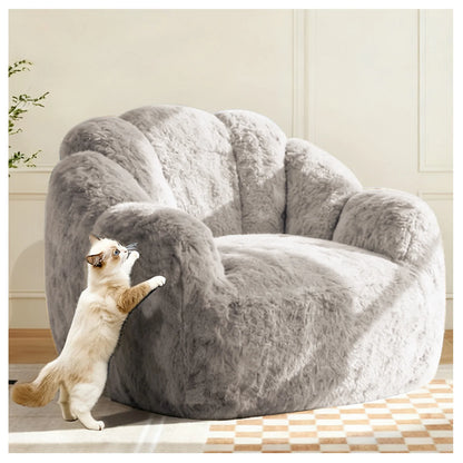 Adult bean bag chair, ultra-large, boneless sofa; reading chair with rabbit fur fabric; living room furniture, memory foam lazy
