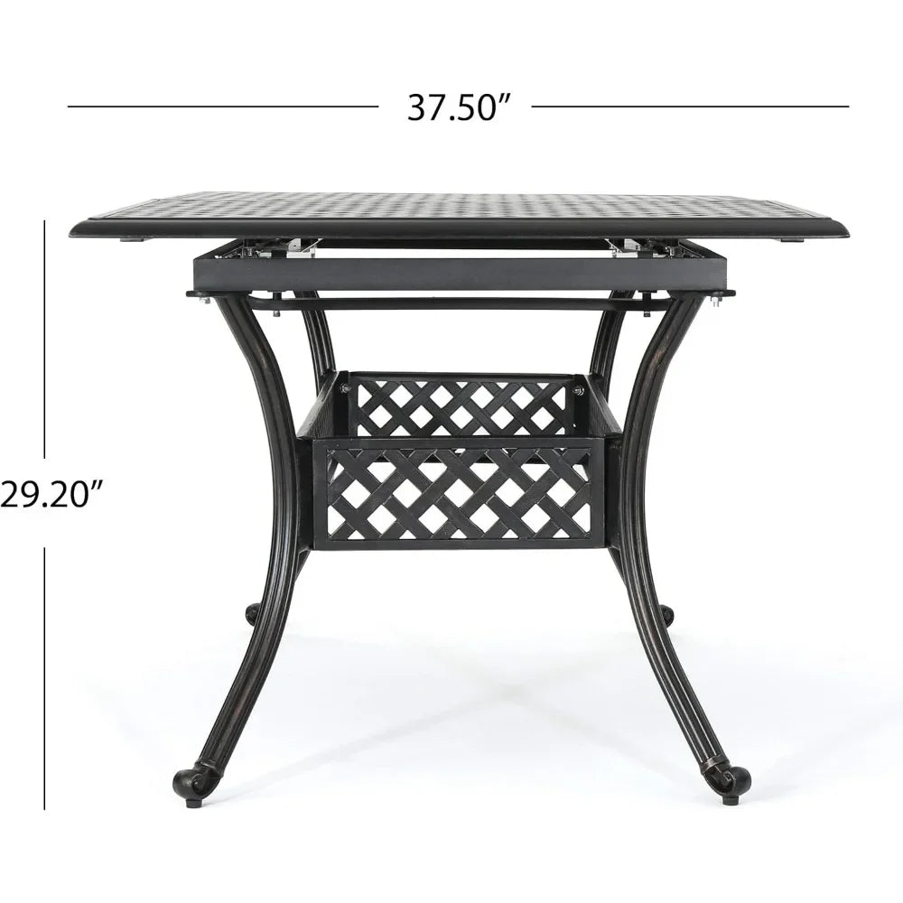 Outdoor Cast Aluminum Expandable Rectangular Dining Table