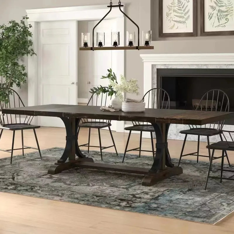 American, retro, solid wood, old-fashioned, dining tables and chairs, logs, simplicity, art, rectangle, office