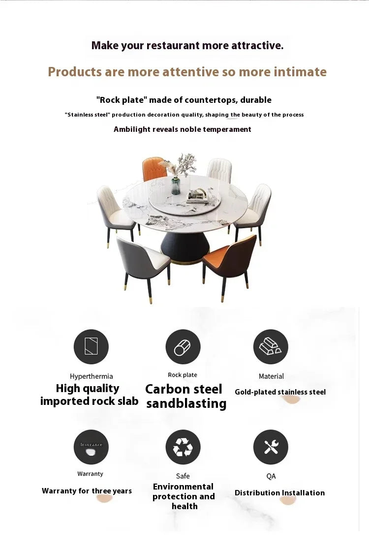 Round Sliding Table Luxury Table Stainless Steel Kitchen Islands Transparent Mesa Comedor Garden Furniture Sliding Dining Wash