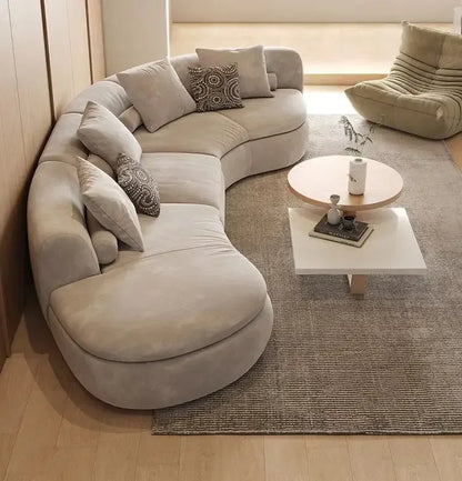 Italian Modern Simple Light Luxury Hotel Living Room Cream Style Solid Wood Fabric Sofa
