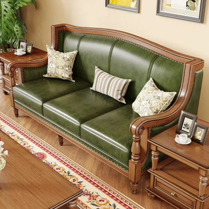 American leather sofa solid wood retro sofa 123 combination first layer cowhide living room villa