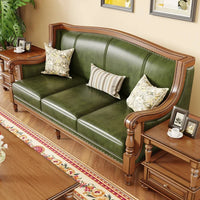 American leather sofa solid wood retro sofa 123 combination first layer cowhide living room villa