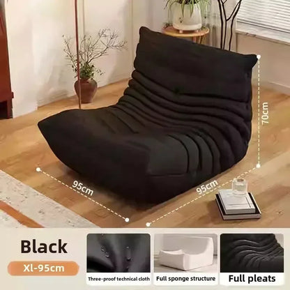Caterpillar Sofa Living Room Single Bedroom Cloth Art Black Leather Lazy Man Sofa Bedroom Living Room Chair Sofa