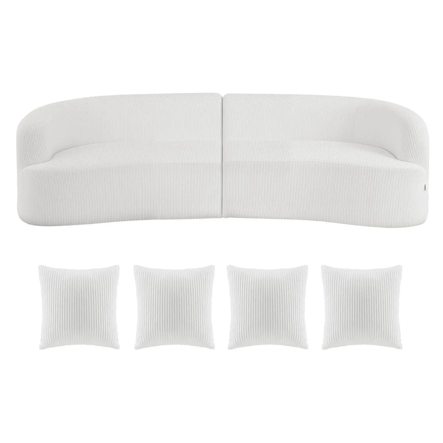 Luxury Modern Cloud Plush Sectional Sofa with 4 Pillows 112" Curved Modular Couch Deep Seats and Corduroy Fabric for Living Room