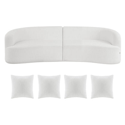Luxury Modern Cloud Plush Sectional Sofa with 4 Pillows 112" Curved Modular Couch Deep Seats and Corduroy Fabric for Living Room