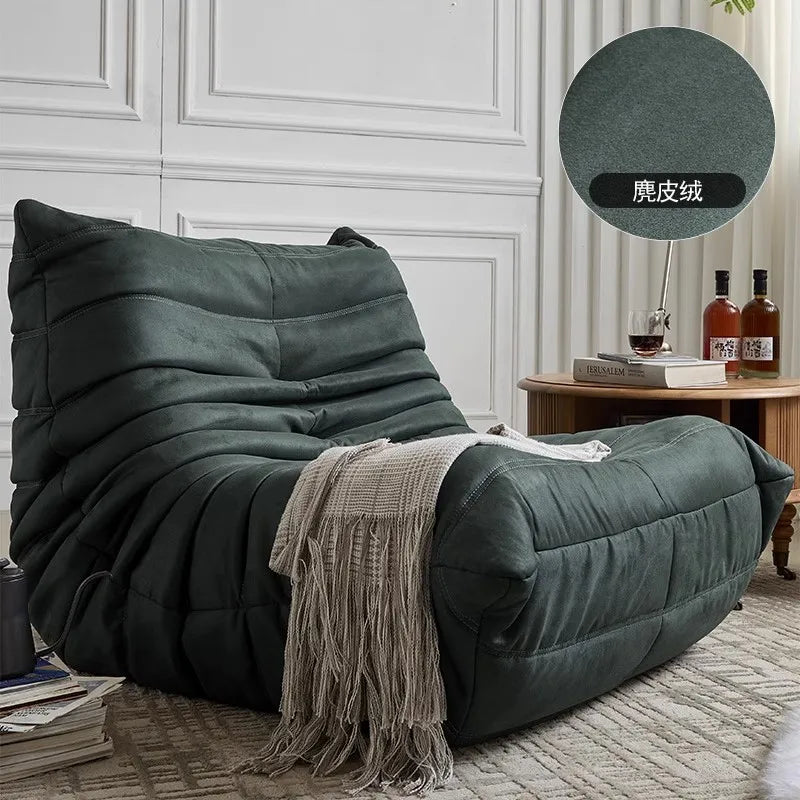 Caterpillar Togo Single Recliner Lazy Sofa Wabi-Sabi Style for Living Room Bedroom Balcony Leisure Reclining Sleep 78x103cm